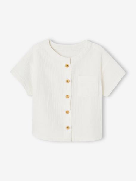 Bebé-Blusas, camisas-Camisa de gasa de algodón de manga corta para bebé