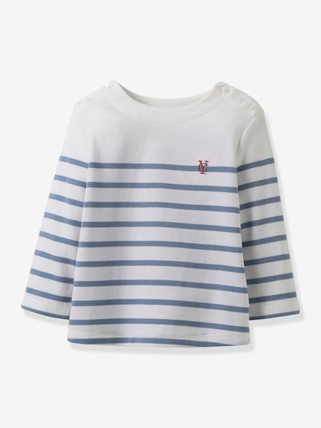 Camiseta marinera para bebé de algodón orgánico CYRILLUS rayas azul 