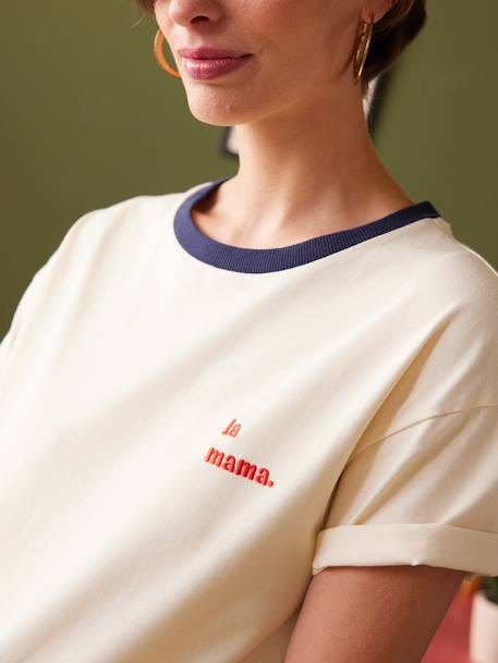 Camiseta para embarazo bordado 'la Mama' de algodón orgánico ENVIE DE FRAISE crudo 