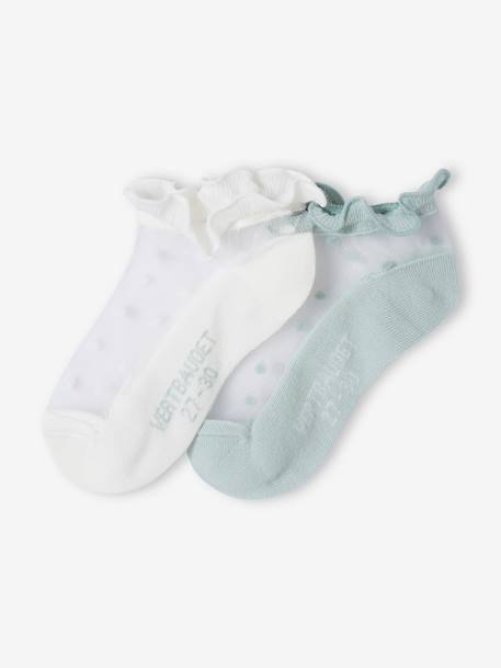 Pack de 2 pares de calcetines de rejilla para niña crudo 