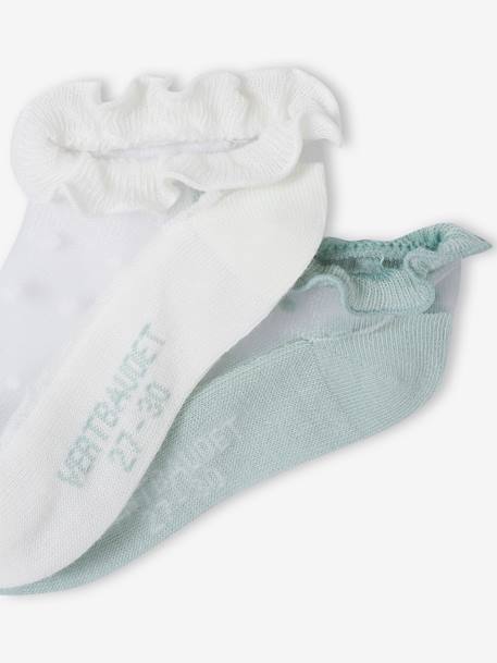 Pack de 2 pares de calcetines de rejilla para niña crudo 