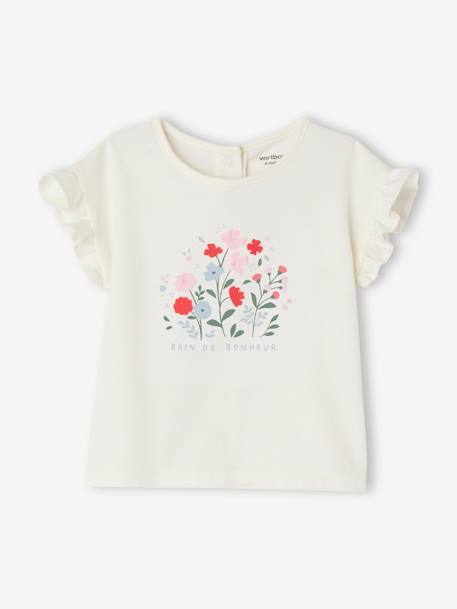 Camiseta con flores en relieve para bebé crudo 