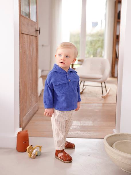 Conjuntos-Bebé-Conjuntos-Conjunto para bebé con camisa de gasa de algodón y pantalón