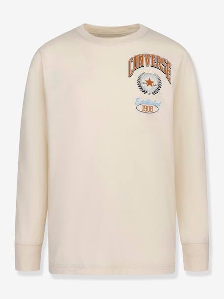 Camiseta infantil Collegiate Sport Stack Ls CONVERSE de algodón orgánico beige 