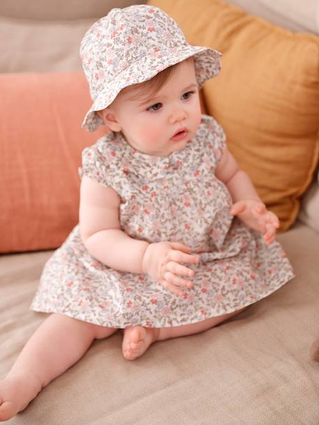 Conjuntos-Bebé-Conjunto de vestido y sombrero para bebé recién nacida