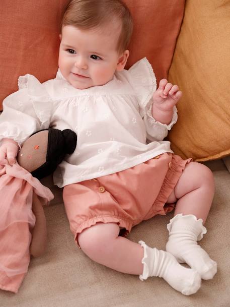 Blusa bordada de manga larga para bebé recién nacido blanco 