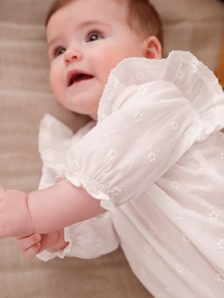 Blusa bordada de manga larga para bebé recién nacido blanco 