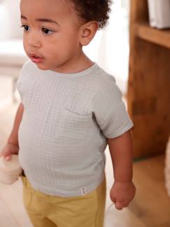 Camiseta de manga corta dos tejidos para bebé