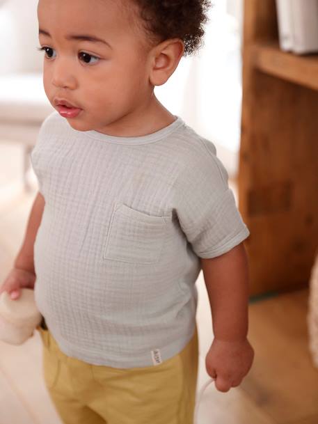 Bebé-Camisetas-Camisetas-Camiseta de manga corta dos tejidos para bebé
