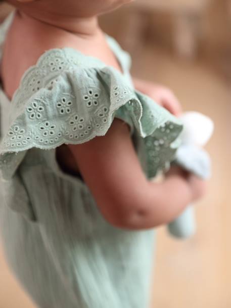 Monoshort de gasa de algodón para bebé verde sauce 