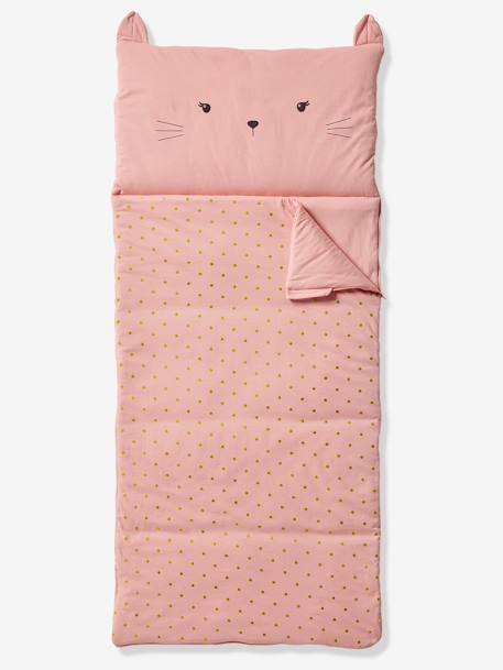 Saco de dormir Gato con algodón reciclado rosa 