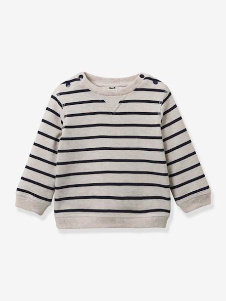 Bebé-Sudaderas, jerséis y chaquetas de punto-Chaquetas de punto-Sudadera a rayas de algodón orgánico CYRILLUS