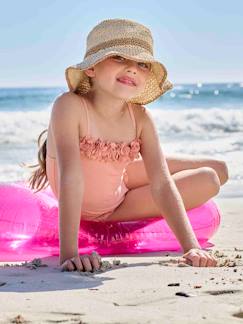-Sombrero bicolor para niña aspecto paja con efecto ganchillo