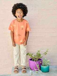 Niño-Pantalones-Pantalón amplio a rayas de algodón y lino para niño