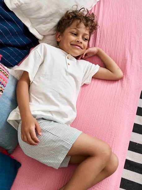 Pijama con short dos tejidos personalizable para niño crudo 