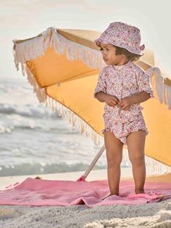 Ecorresponsables-Conjunto de baño anirrayos UV camiseta + braguita + sombrero bob bebé niña
