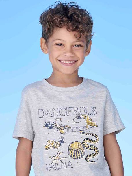 Camiseta Basics motivos animales niño azul pizarra+gris jaspeado 