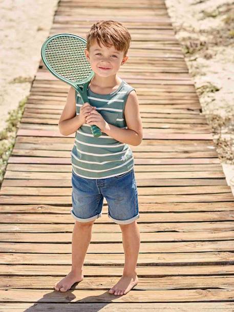 Bermudas fáciles de vestir para niño de felpa estilo denim denim gris+doble stone+stone 