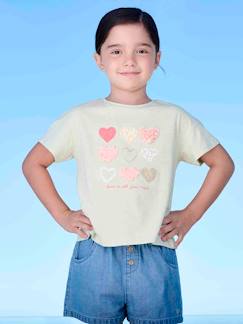 Niña-Camisetas-Camiseta con motivo con flecos y detalles irisados para niña