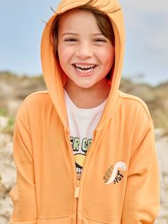 Ecorresponsables-Niño-Jerséis, chaquetas de punto, sudaderas-Sudadera con cremallera, capucha y motivo surf en la espalda para niño