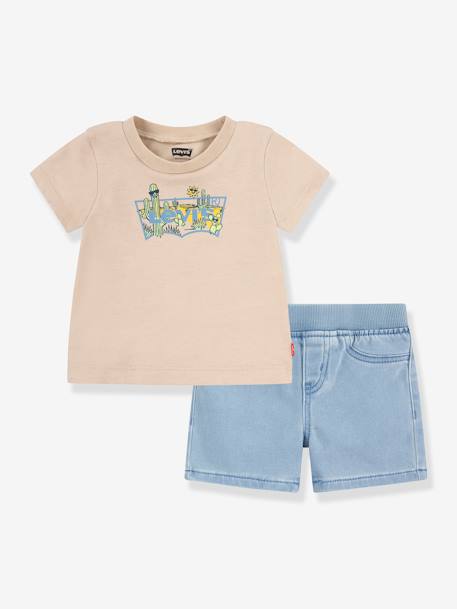 Conjunto camiseta + short LVB Solid Full Zip Hoodie Levi's® para bebé beige 