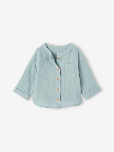 Camisa cuello mao de gasa de algodón, personalizable, para bebé