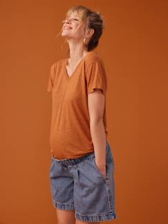 Ropa Premamá-Camisetas y tops embarazo-Camiseta para embarazo con cuello de pico de lino irisado ENVIE DE FRAISE