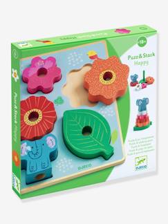 Juguetes-Juegos educativos- Puzzles-Puzzle de encajar y juego de apilar "Puzz & Stack Happy" - DJECO