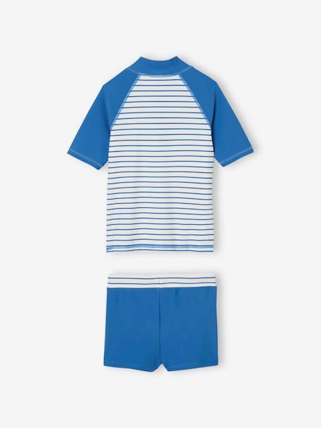 Conjunto de bañador antirrayos UV de camiseta + bóxer, para niño azul azur 