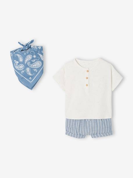 Bebé-Conjunto camisa + short + bandana para bebé