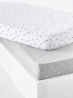 Ropa de cama-Pack de 2 sábanas bajeras para bebé de punto elástico estampado estrellas
