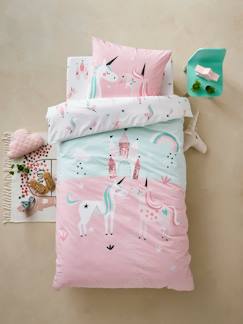 Textil Hogar y Decoración-Ropa de cama niños-Conjunto de funda nórdica + funda de almohada para niña UNICORNIOS MÁGICOS