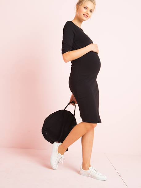 Vestido de tubo para embarazo Negro oscuro liso 