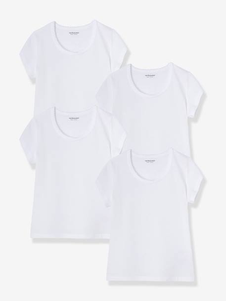 Pack de 4 camisetas de manga corta niña Blanco 