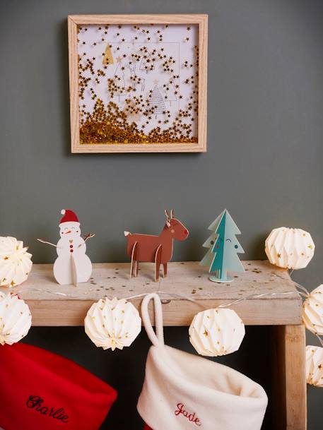 Cuadro con árbol de Navidad y detalles brillantes Amarillo claro liso con motivo 