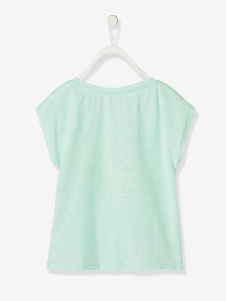 Camiseta para niña con mensaje fantasía Verde claro liso con motivos 