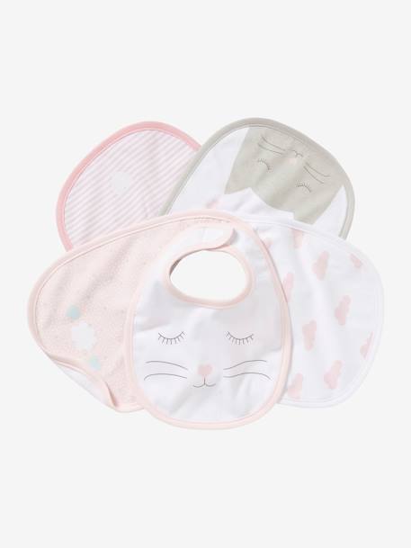 Pack de 5 baberos para recién nacido rosa claro liso con motivos -  Vertbaudet