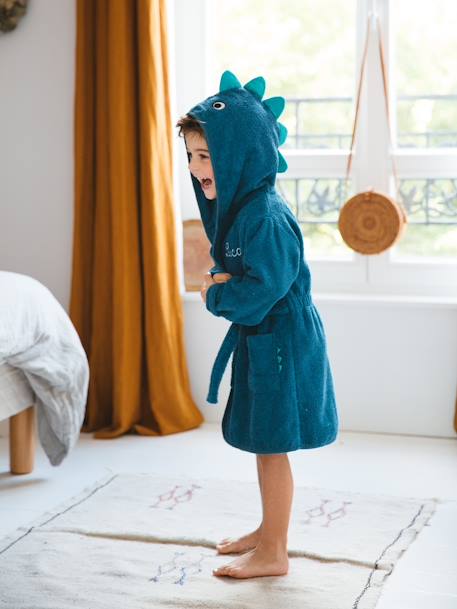 actualizar Investigación ambición Albornoz disfraz para bebé Dinosaurio personalizable azul medio liso con  motivos - Vertbaudet
