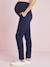 Pantalón chino de embarazo, entrepierna 82 cm Azul oscuro liso con motivos 