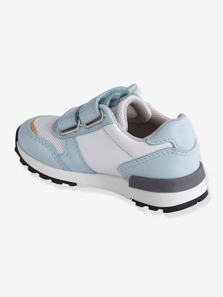 Zapatillas deportivas estilo running con tiras autoadherentes bebé niña AZUL CLARO LISO CON MOTIVOS 