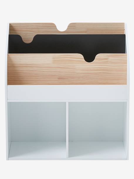 Mueble para organización con 2 compartimentos + estantería librería School BLANCO CLARO LISO+VERDE OSCURO LISO 