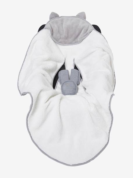 Manta para bebé con capucha de microfibra y forro polar GRIS MEDIO LISO 