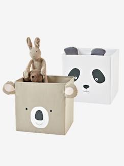Black and Play-Habitación y Organización-Lote de 2 cajas de tejido Panda Koala