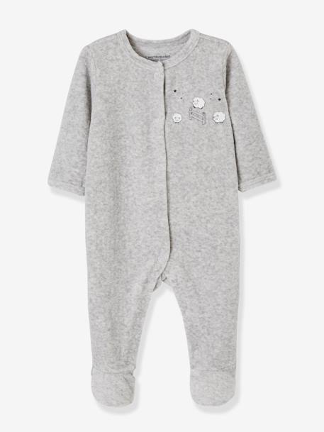 Gastos de envío compilar Empresario Lote de 2 pijamas para bebé de terciopelo con abertura delante blanco claro  bicolor/multicolo - Vertbaudet
