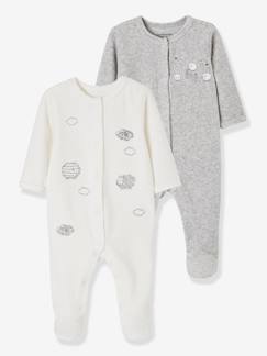-Pack de 2 pijamas para bebé de terciopelo con abertura delante